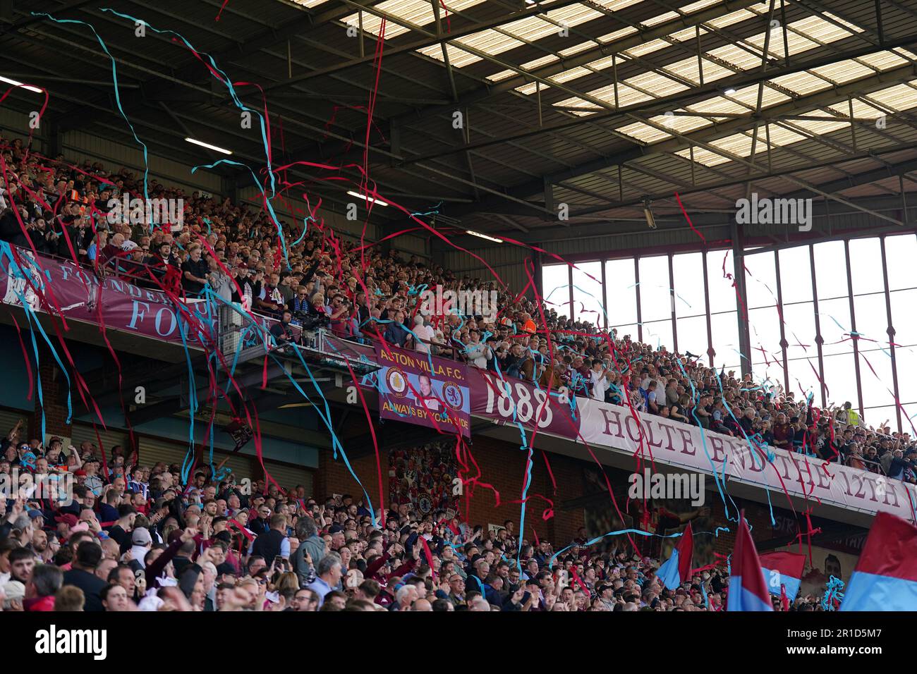 Aston Villa fans in the Holte End during the Premier League match at Villa Park, Birmingham. Picture date: Saturday May 13, 2023. Stock Photo