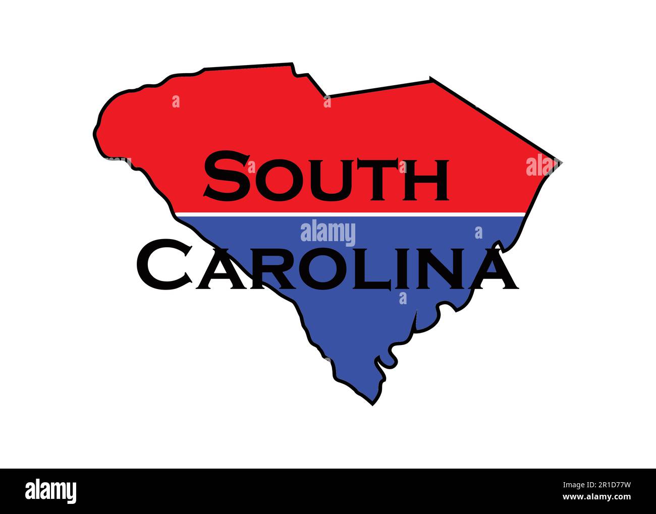 Politically split state of South Carolina with half red and blue Stock