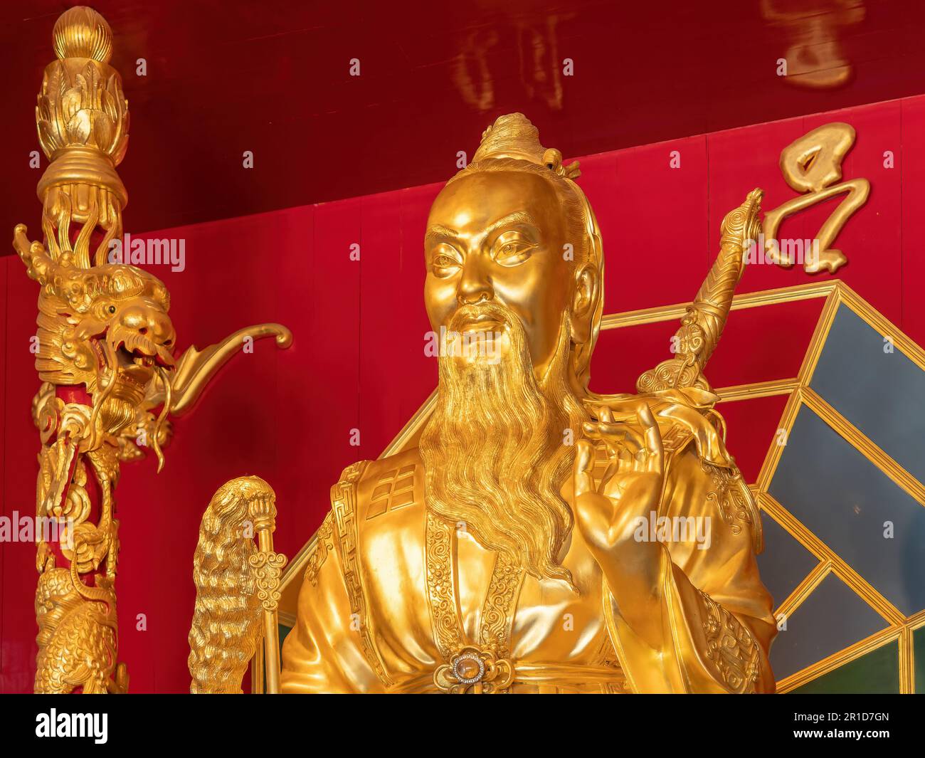 Lu Dongbin statue at Viharn Sien, a Chinese-Thai museum and shrine near Wat Yan in Huai Yai, near Pattaya, Chonburi province of Thailand. Stock Photo