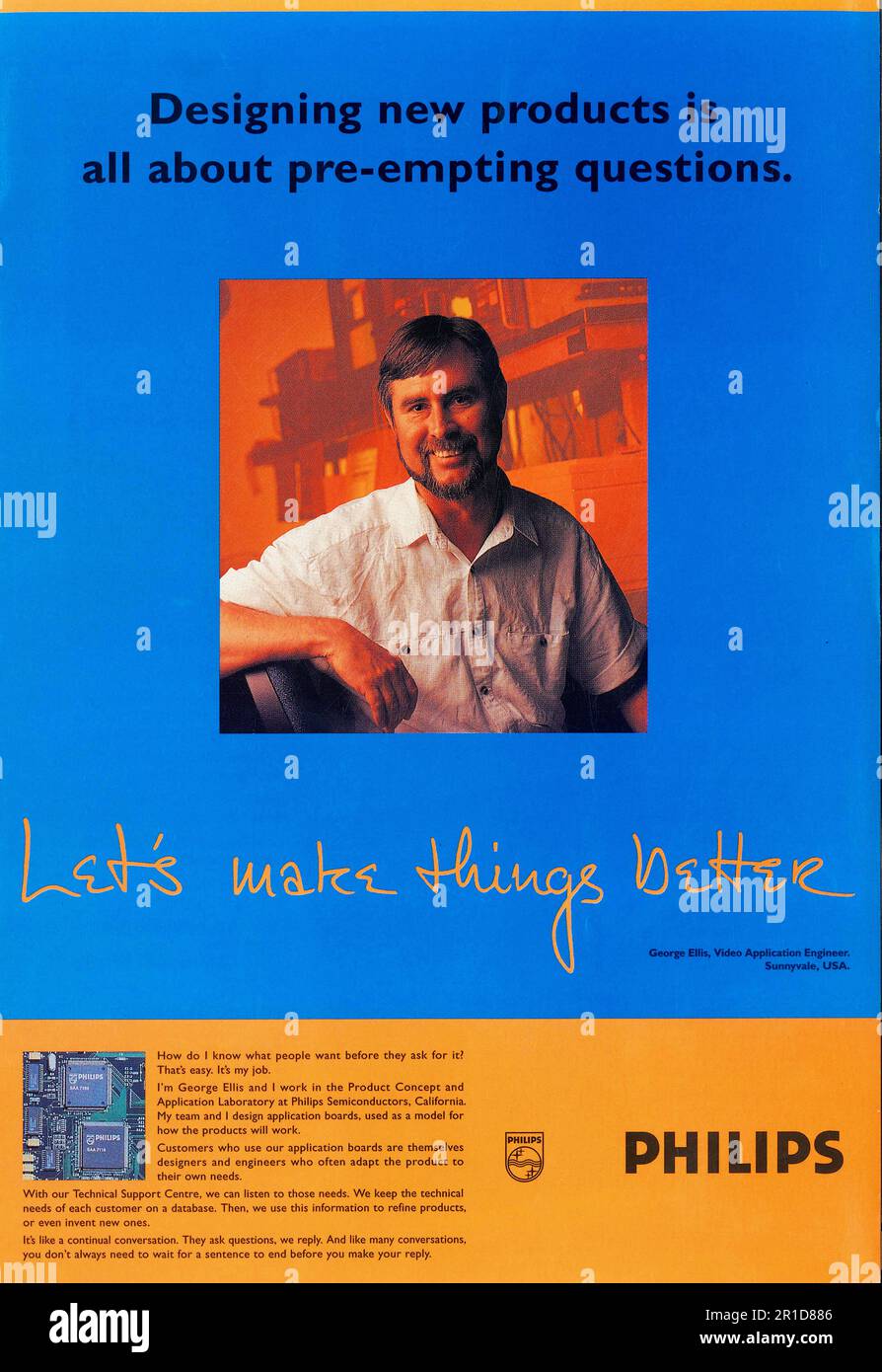 Philips engineers advertisement placed in a NatGeo magazine January 1996. Let's  make things better slogan Philips Stock Photo - Alamy