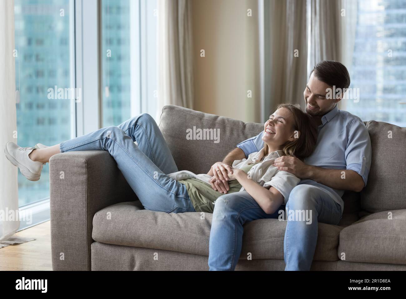 Portrait happy caucasian family resting hi-res stock photography and ...