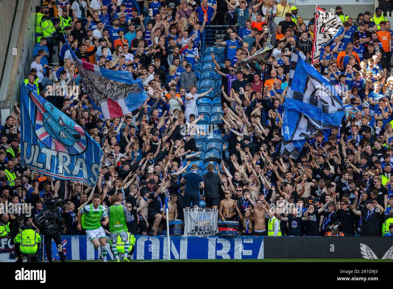 13th May 2023;  Ibrox, Glasgow, Scotland: Scottish Premiership Football, Rangers versus Celtic; Rangers supporters Stock Photo