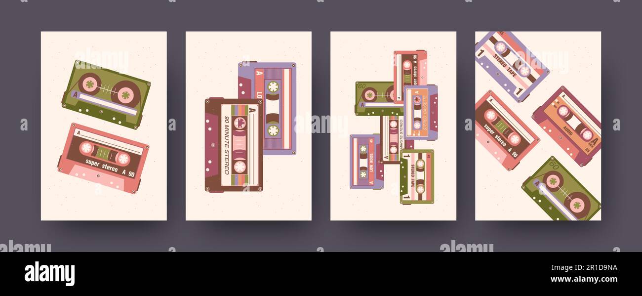 Set of contemporary art posters of retro super stereo cassettes Stock ...