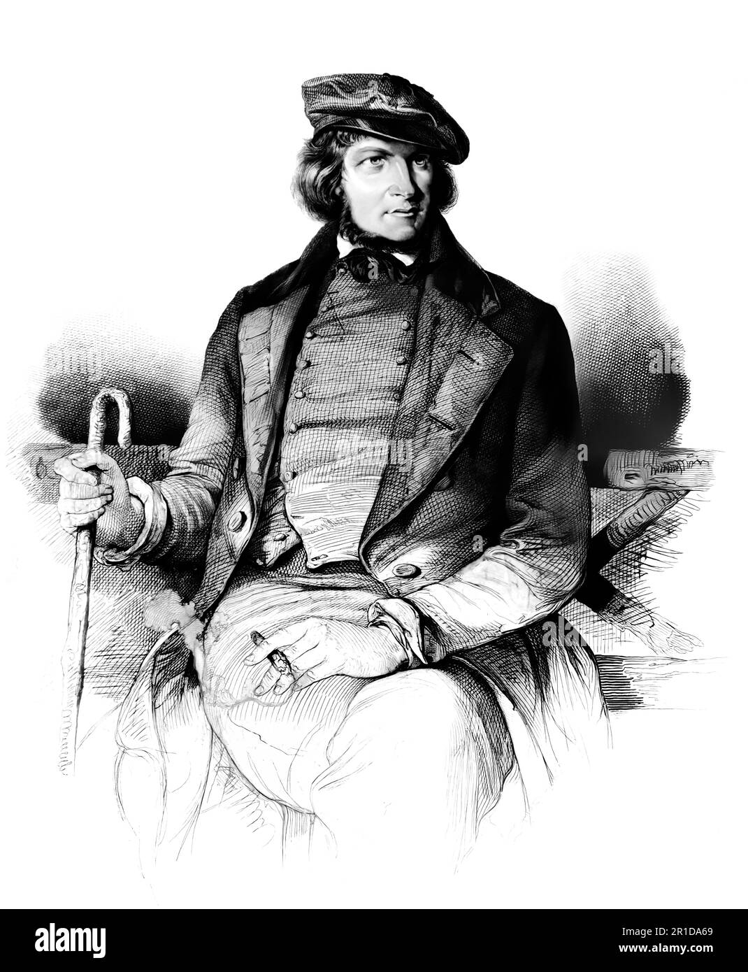 August Heinrich Hoffmann, Hoffmann von Fallersleben, 1798 –1874, German poet Stock Photo