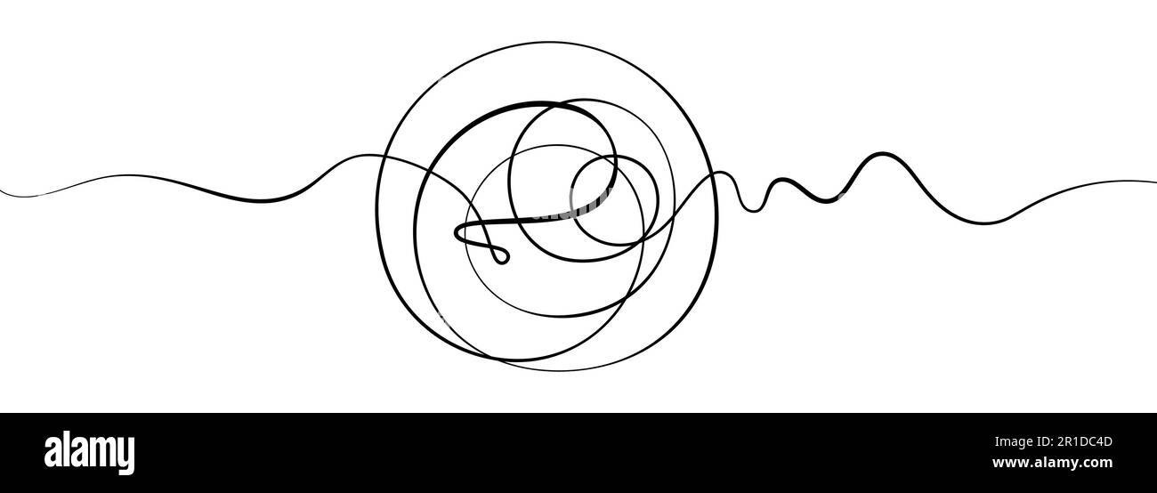 Black vector doodle line with circle shape in the center, isolated on ...