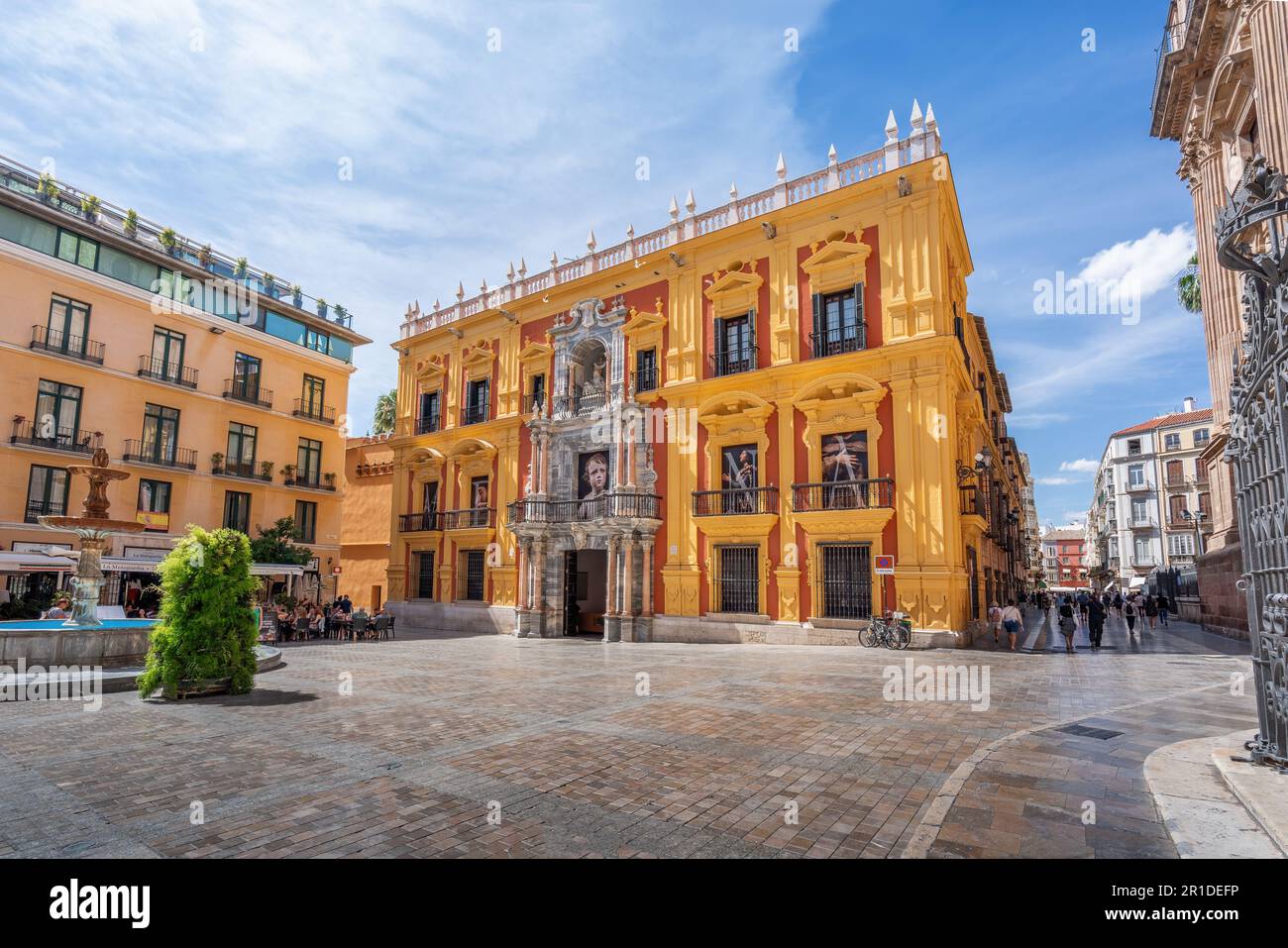Bishops Palace (Episcopal Palace) at Plaza del Obispo (Bishops Square) - Malaga, Andalusia, Spain Stock Photo