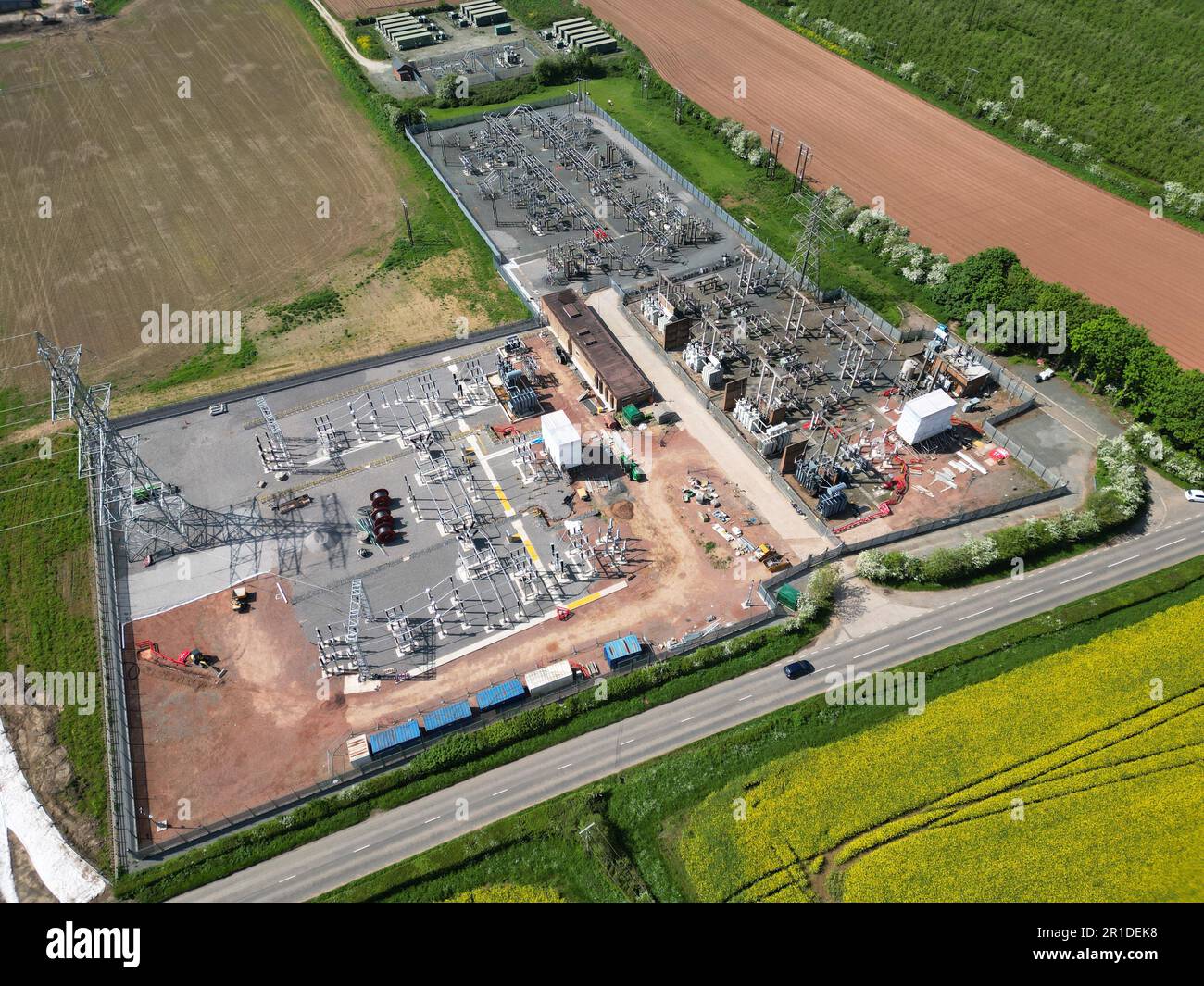 Aerial View Of A National Grid Electricity Substation In Herefordshire 