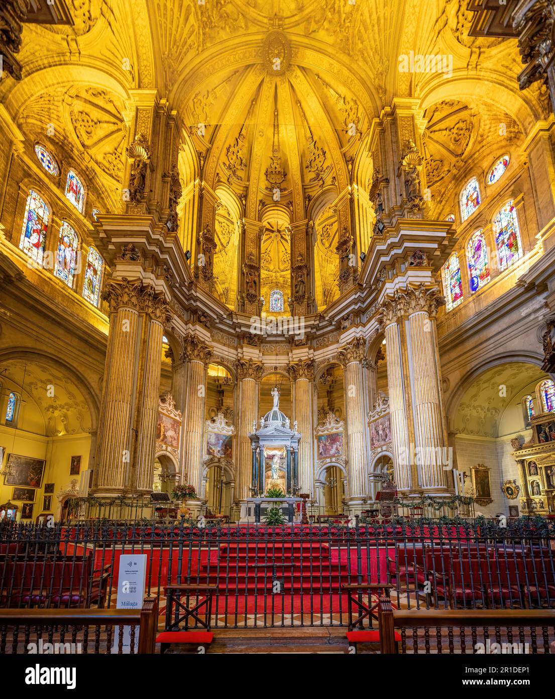 Main Chapel of Malaga Cathedral - Malaga, Andalusia, Spain Stock Photo