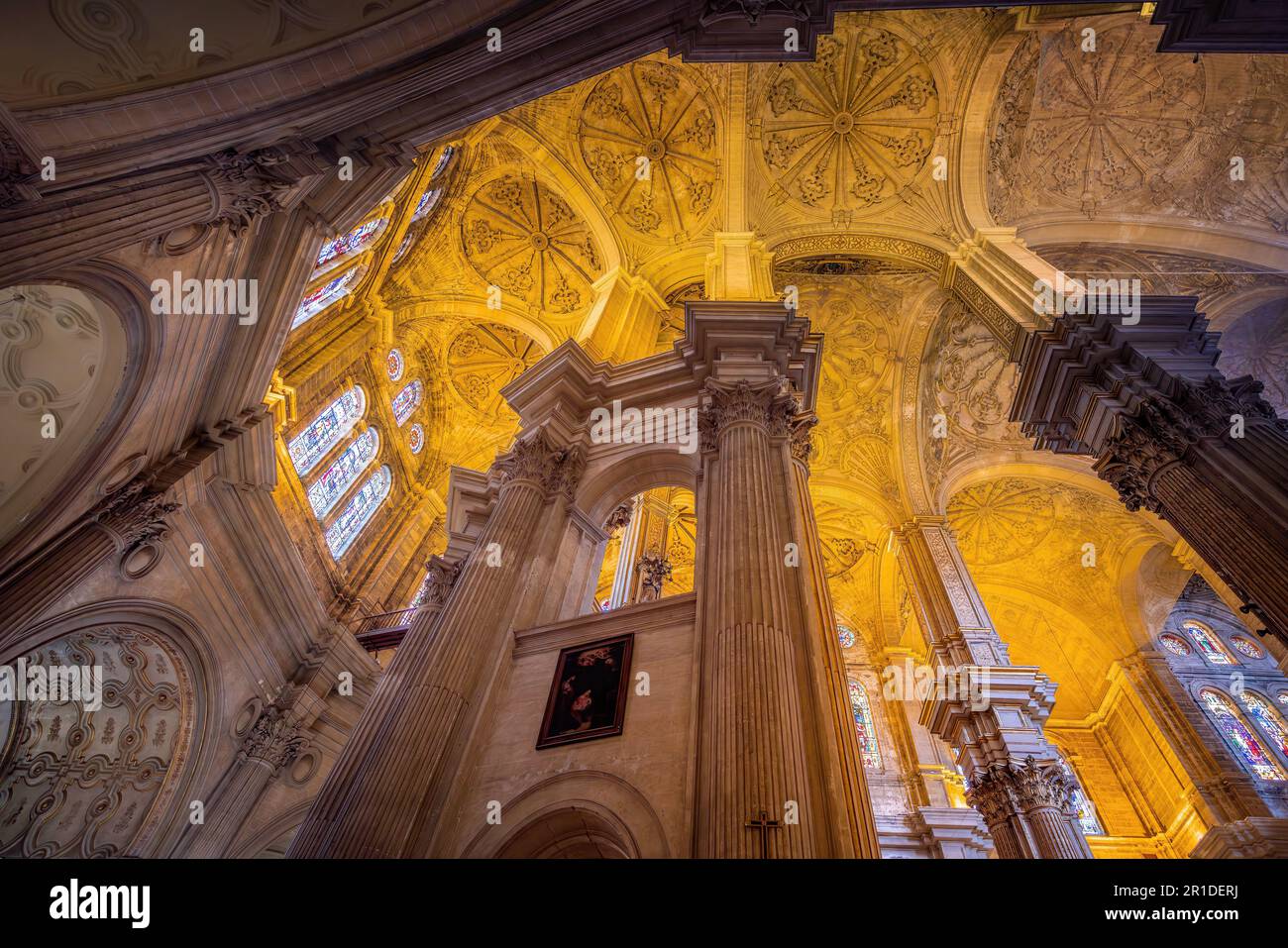 Malaga Cathedral Ceiling - Malaga, Andalusia, Spain Stock Photo