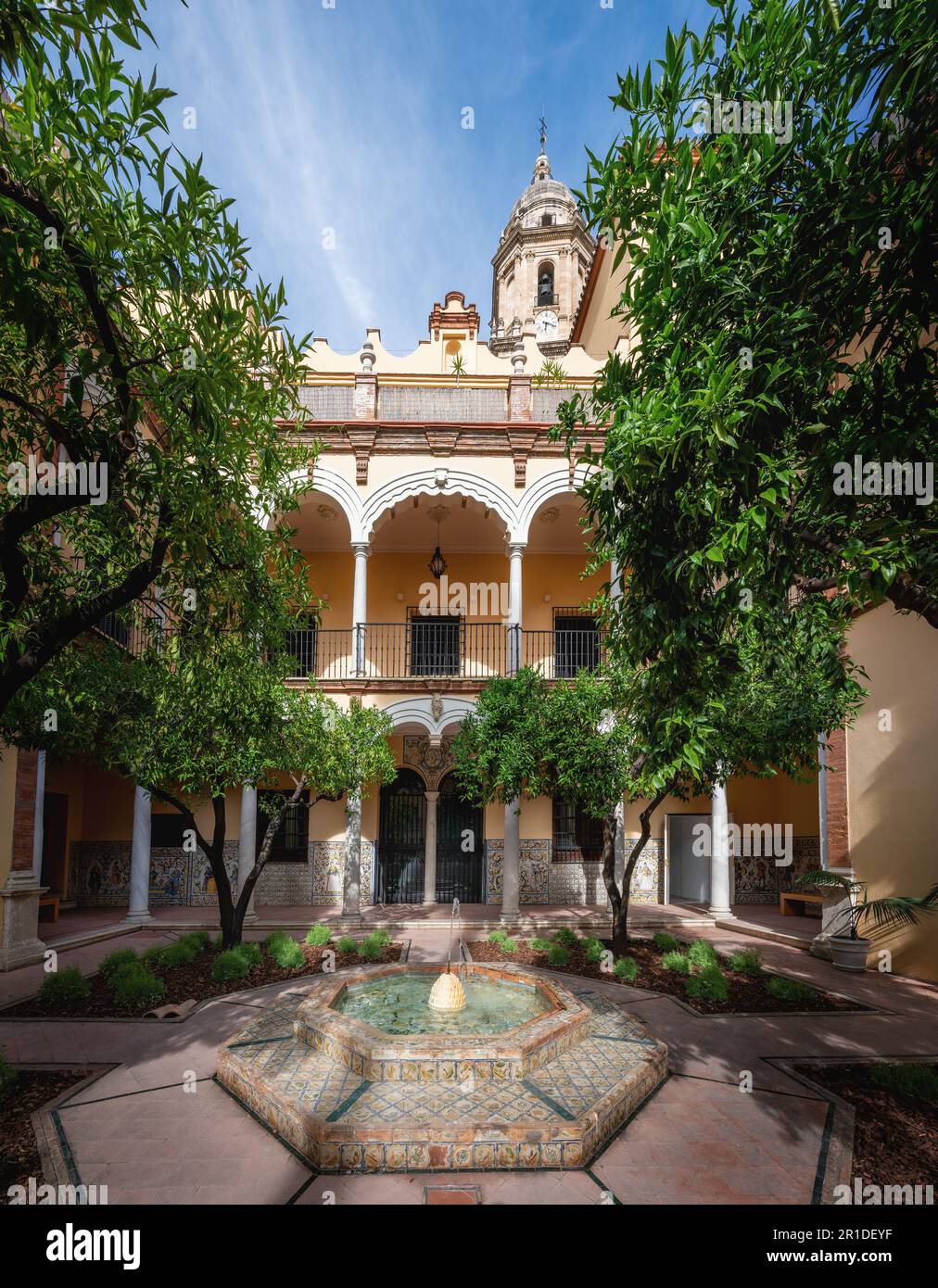 Private garden Inner court at Bishops Palace (Episcopal Palace) - Malaga, Andalusia, Spain Stock Photo