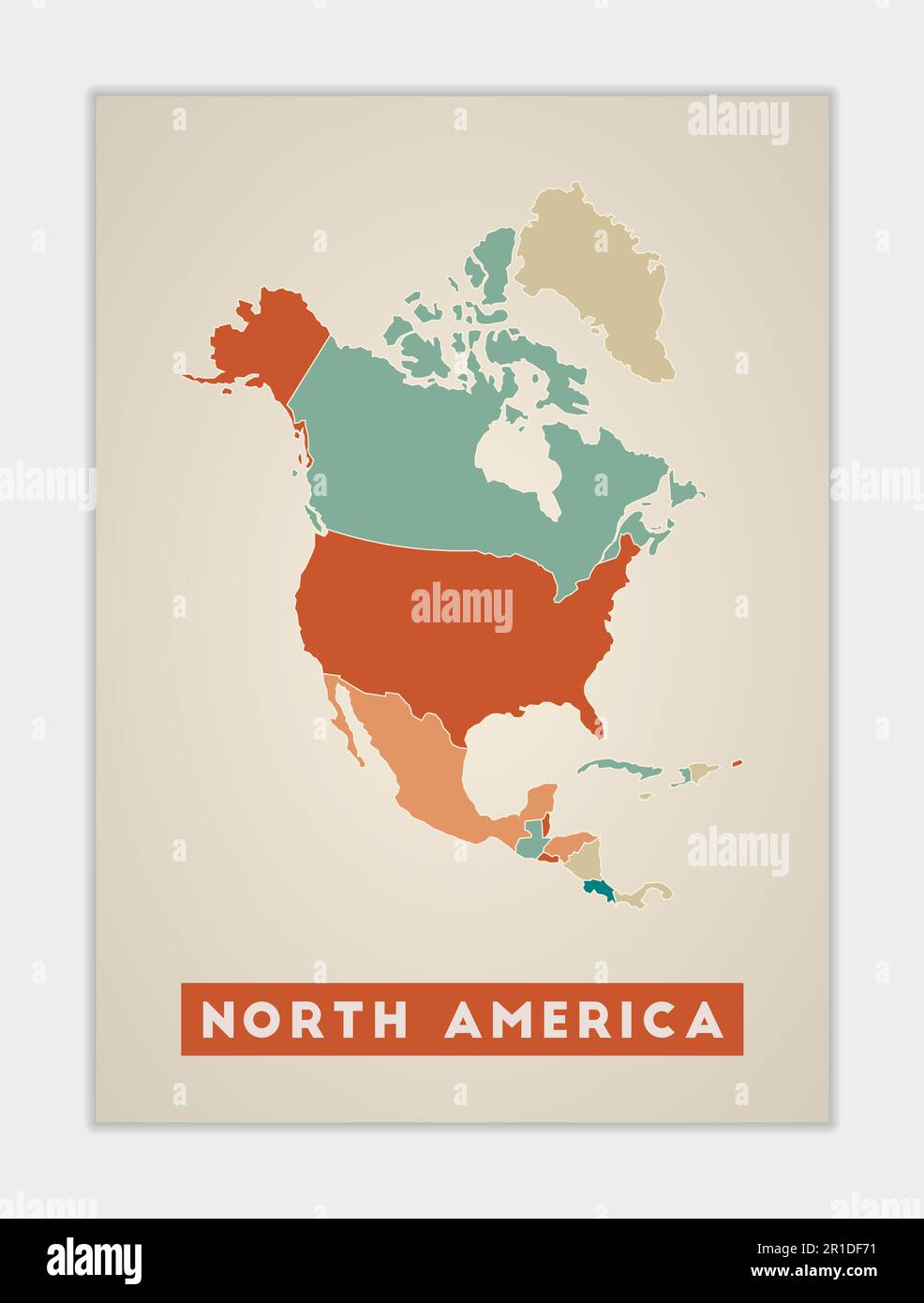 North America poster Map of the - North America Poster Map Of The Continent With Colorful Regions Shape Of North America With Continent Name Astonishing Vector Illustration 2R1DF71