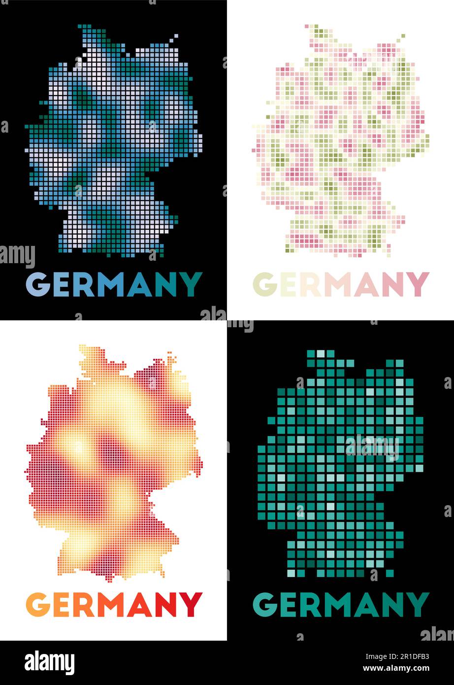 Germany map. Collection of maps of Germany in dotted style. Borders of ...