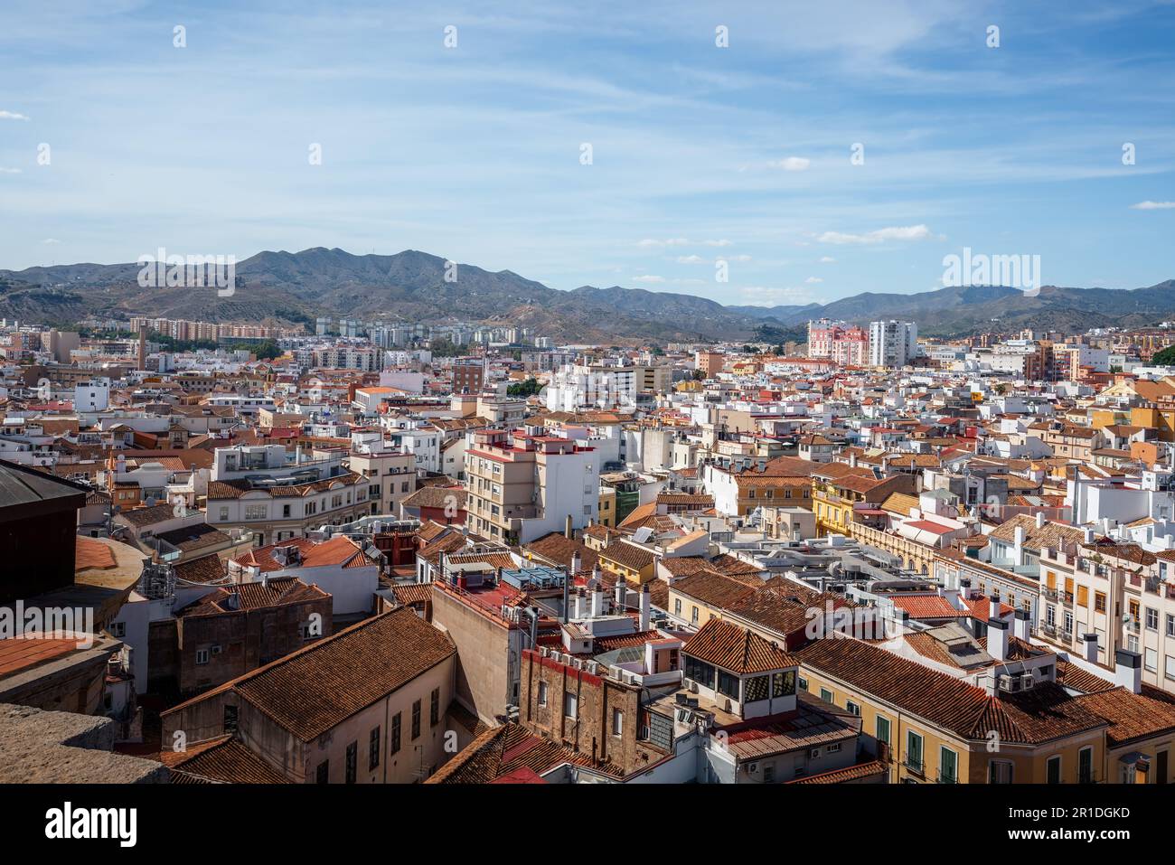Aerial view of Malaga Buildings - Malaga, Andalusia, Spain Stock Photo