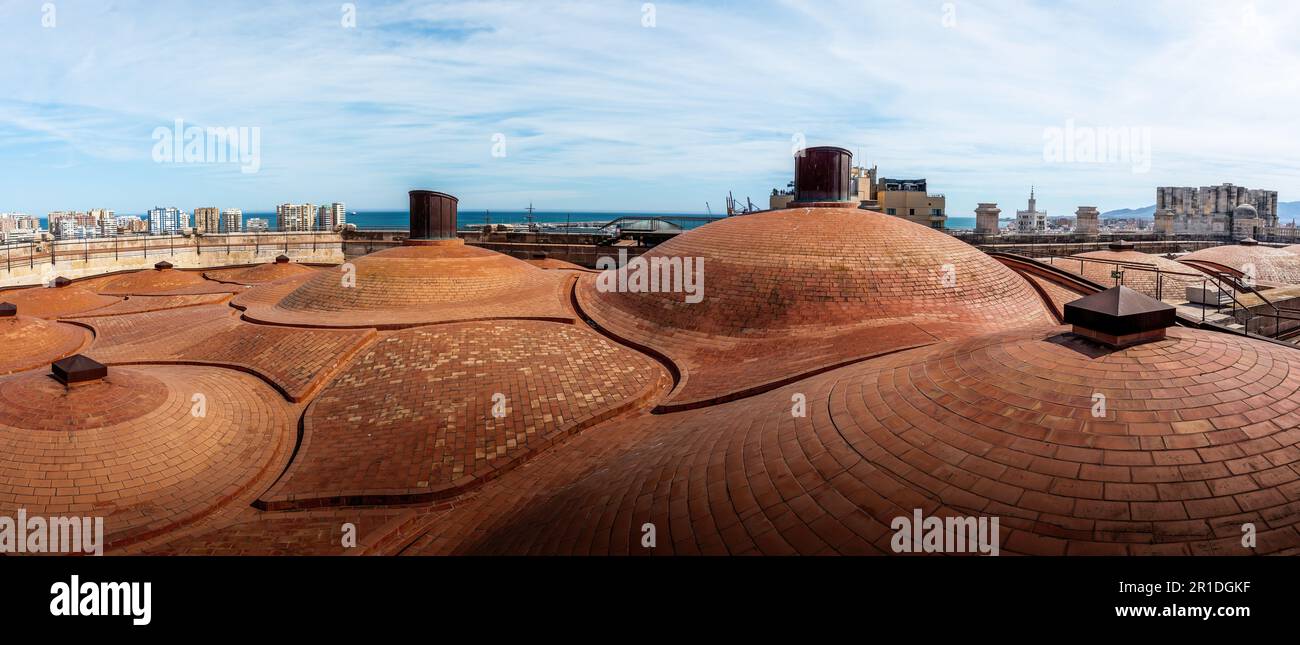 Panoramic view of Malaga Cathedral Roof Covers - Malaga, Andalusia, Spain Stock Photo