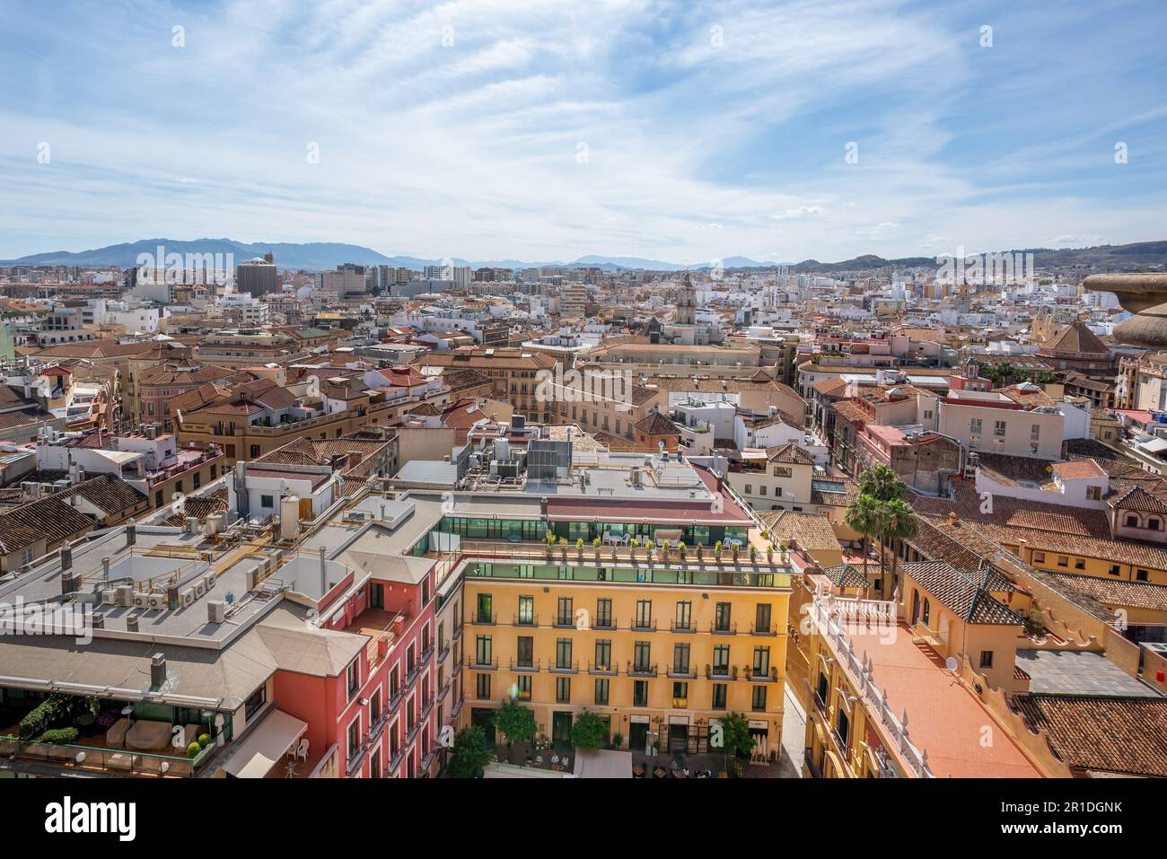Aerial view of Malaga Buildings - Malaga, Andalusia, Spain Stock Photo
