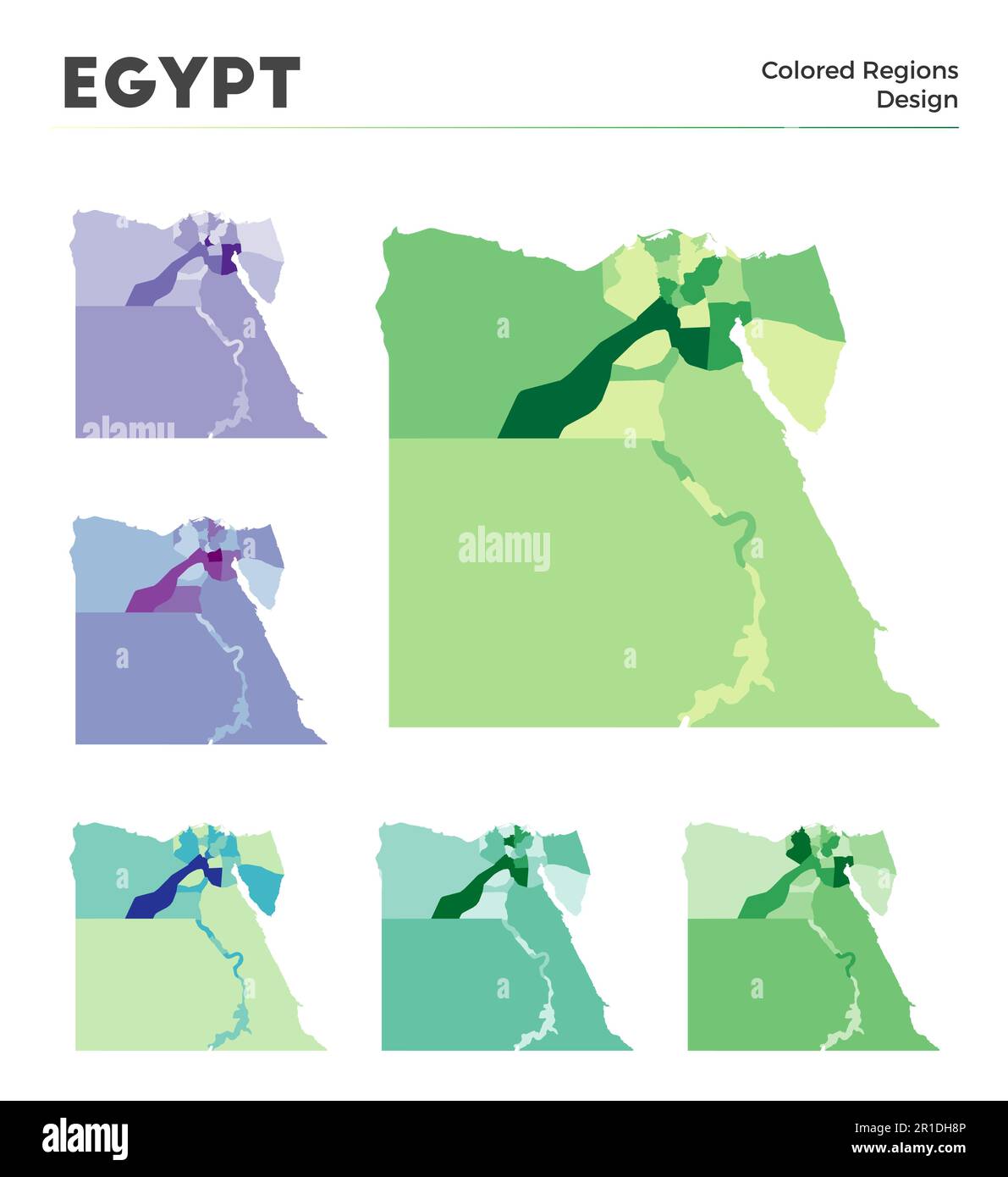 Egypt map collection. Borders of Egypt for your infographic. Colored country regions. Vector