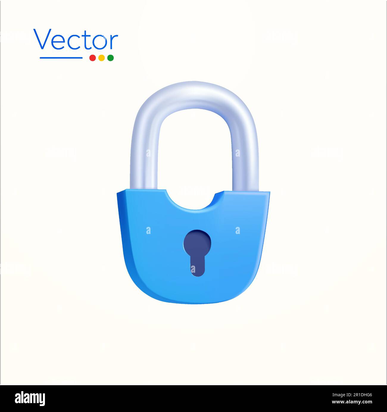 3d secured lock in minimal style, isolated on white background. Icons ...