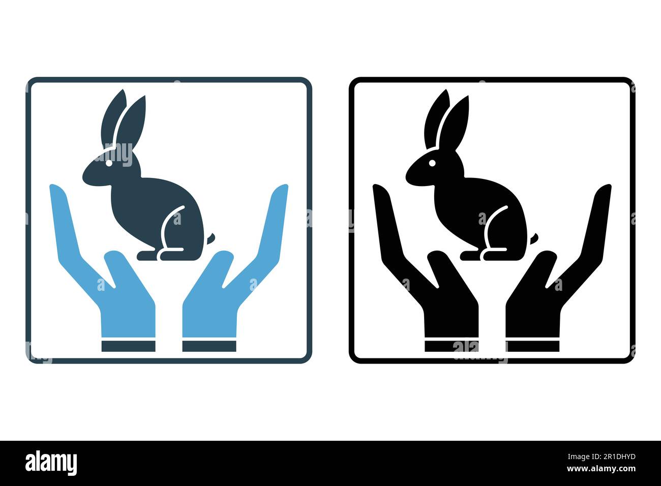 Rabbit Icon. Solid icon style. icon related to pet care. Simple vector design editable Stock Vector