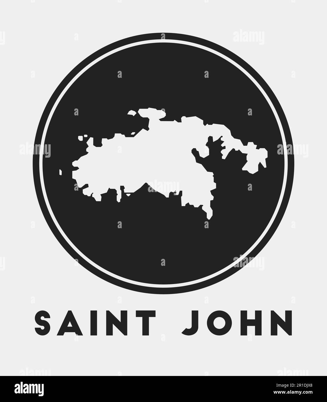 Saint John icon. Round logo with island map and title. Stylish Saint ...