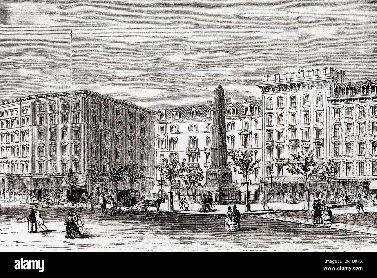 The Fifth Avenue Hotel, 200 Fifth Avenue in Manhattan, New York City, USA, built in 1859 it was demolished in 1908.  From America Revisited: From The Bay of New York to The Gulf of Mexico, published 1886. Stock Photo