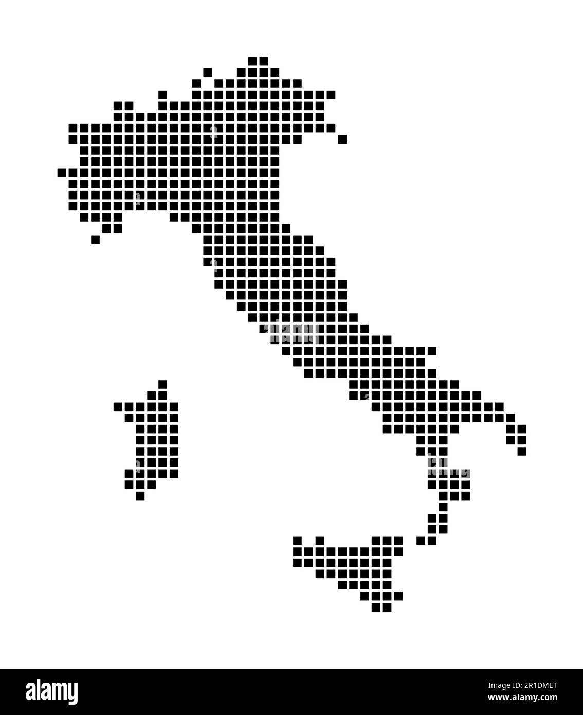 Italy map. Map of Italy in dotted style. Borders of the country filled with rectangles for your design. Vector illustration. Stock Vector