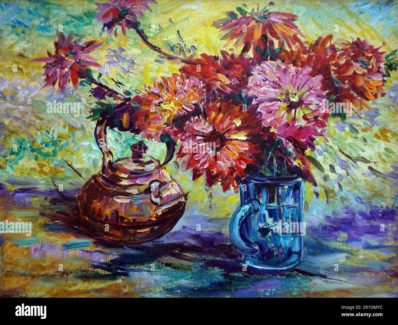 Oil painting abstract flower in hi-res stock photography and images - Alamy