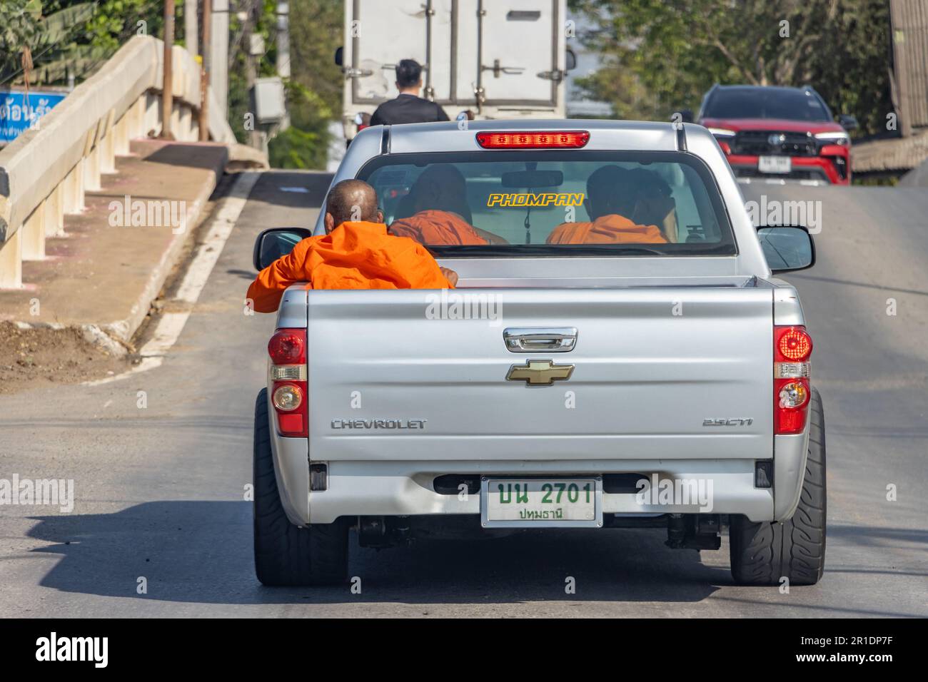 THAILAND, JAN 21 2023, Buddhist monks is drive in a pick up Stock Photo