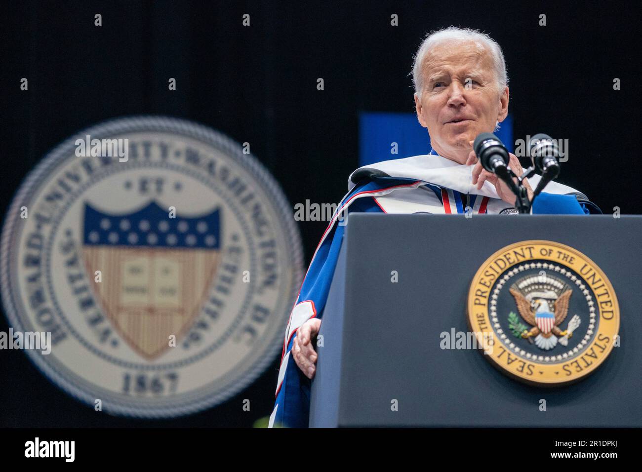 US President Joe Biden delivers the Howard University Commencement