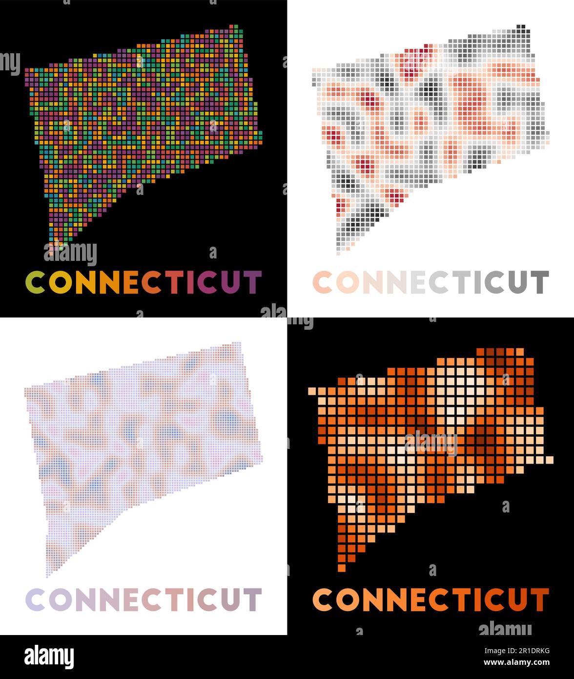 Connecticut map Collection of maps of Connecticut in dotted style