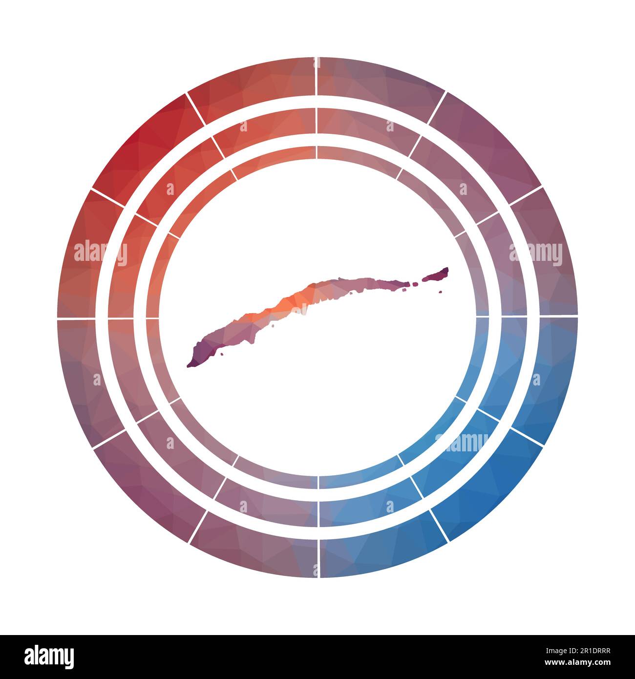 Roatan badge. Bright gradient logo of island in low poly style