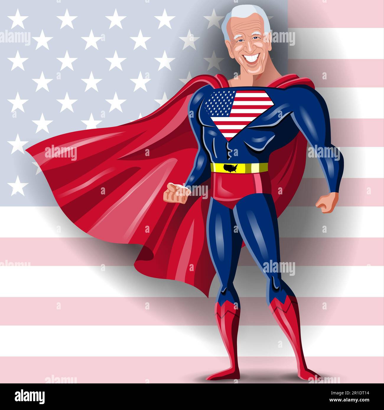 Superhero with United States of American Flag Stock Photo