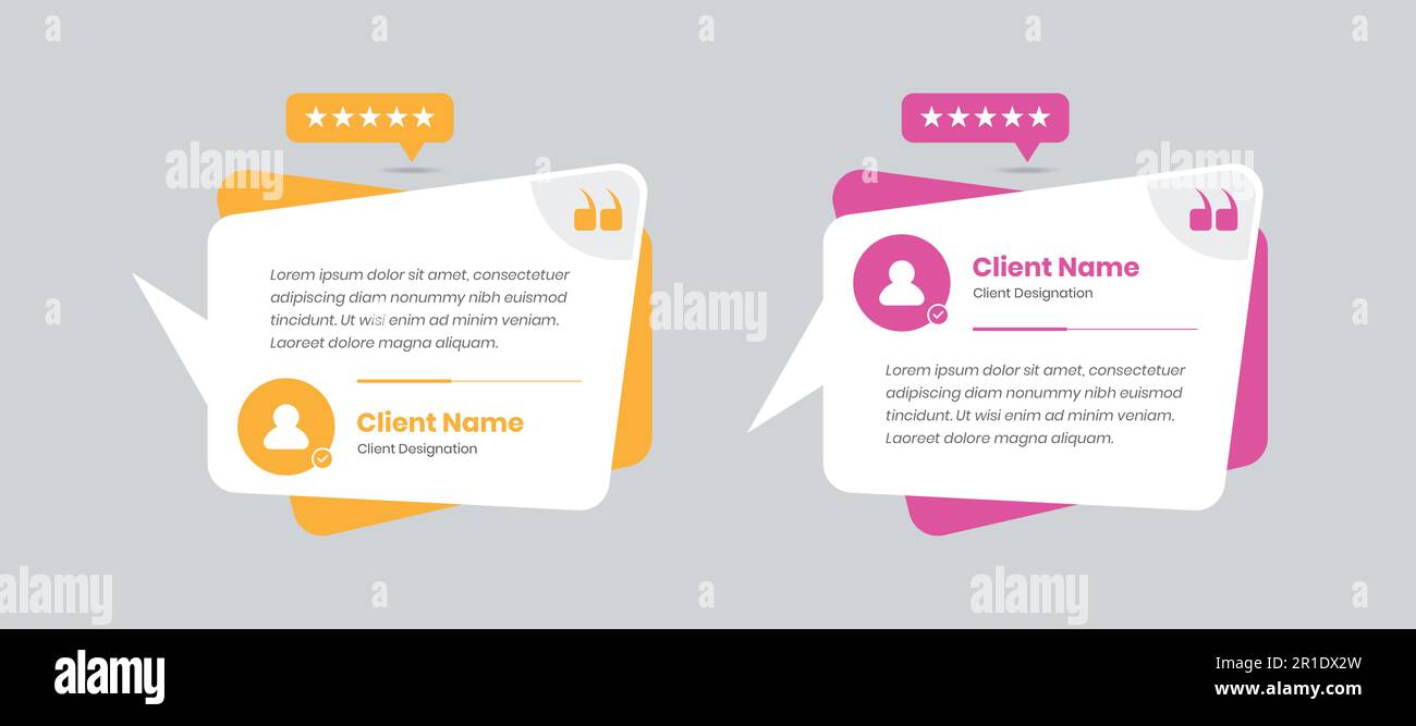 Professional client feedback or customer review card with two