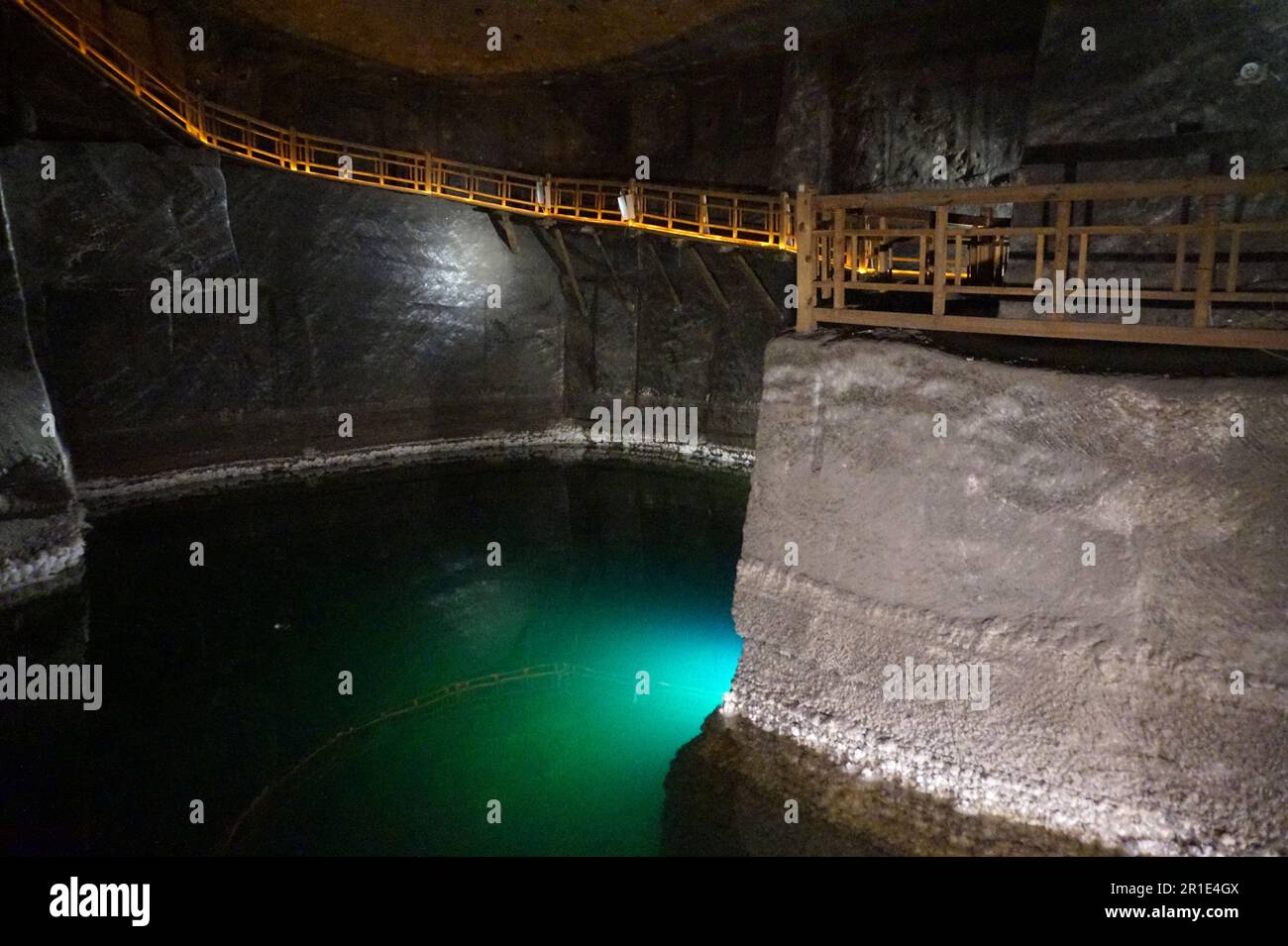 A deep brine pool in Wieliczka Salt Mine, Krakow, Poland Stock Photo ...