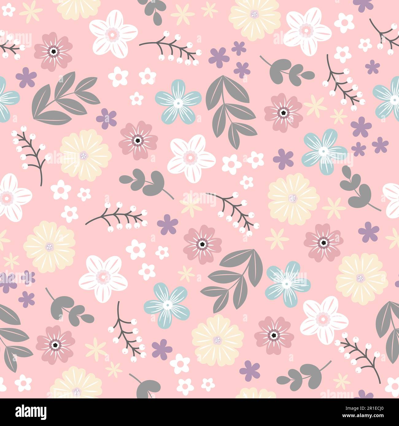 Simple seamless pattern with flowers Stock Vector