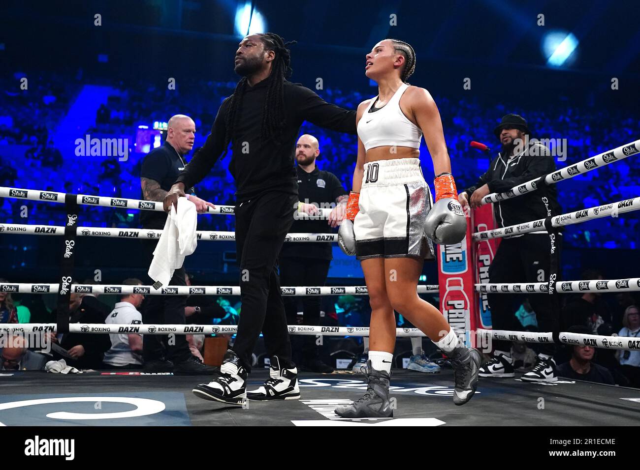 Tenessee Thresh reacts after the Super-Bantamweight bout against Paigey Cakey at the OVO Arena Wembley, London. Picture date: Saturday May 13, 2023. Stock Photo