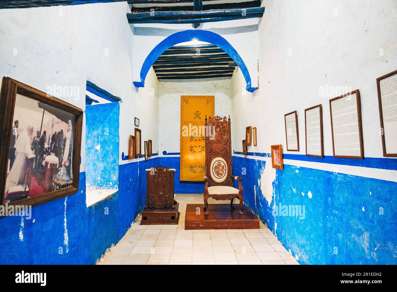 a small room to honor the 1993 visit by Pope John Paul II at San Antonio de Padua Convent in Izamal, Mexico Stock Photo