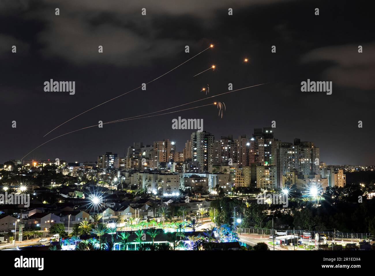 Israel's Iron Dome missile defense system fires interceptors at rockets