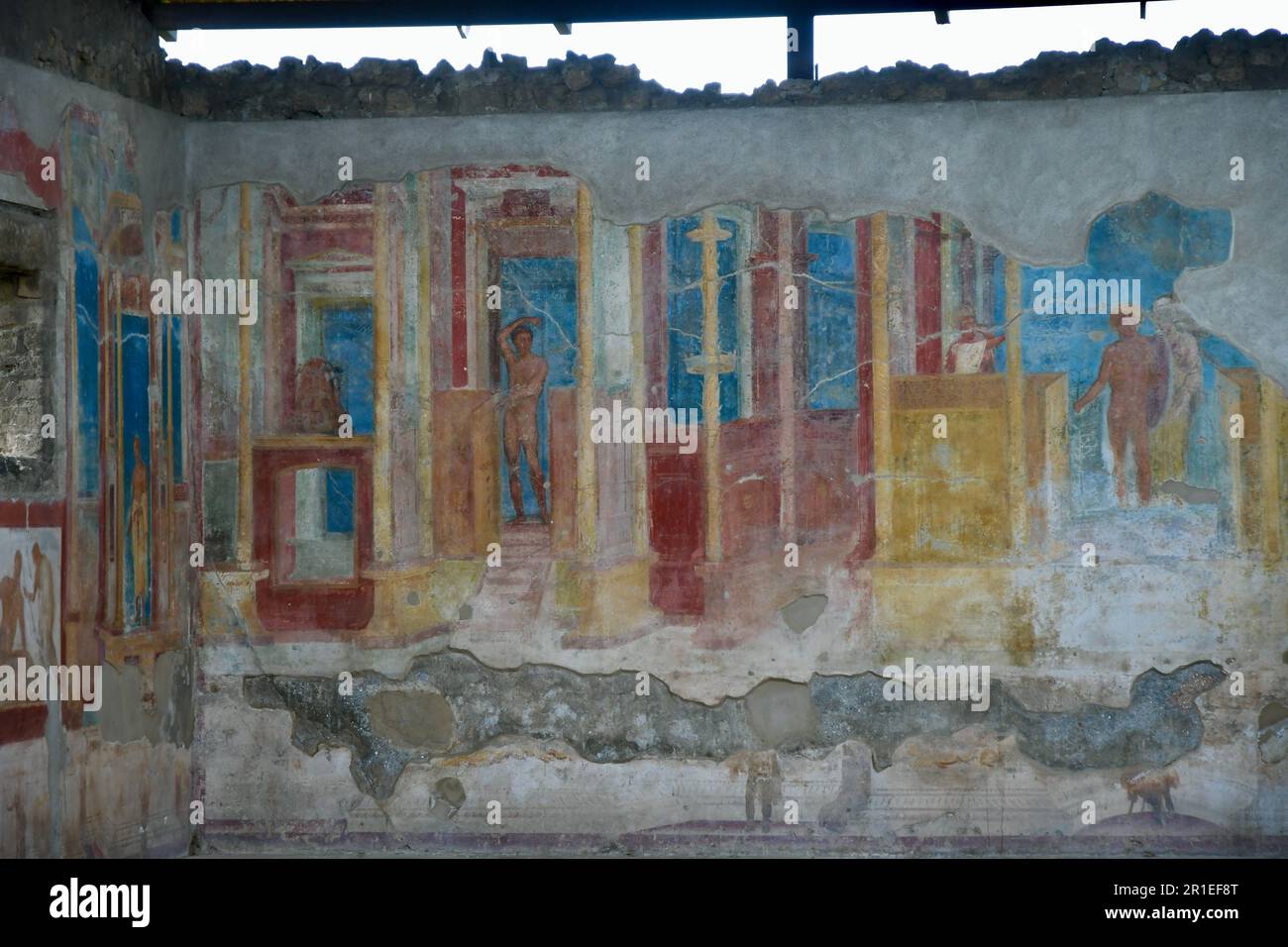 Decorazione interna di casa Romanica a Pompei . Stock Photo