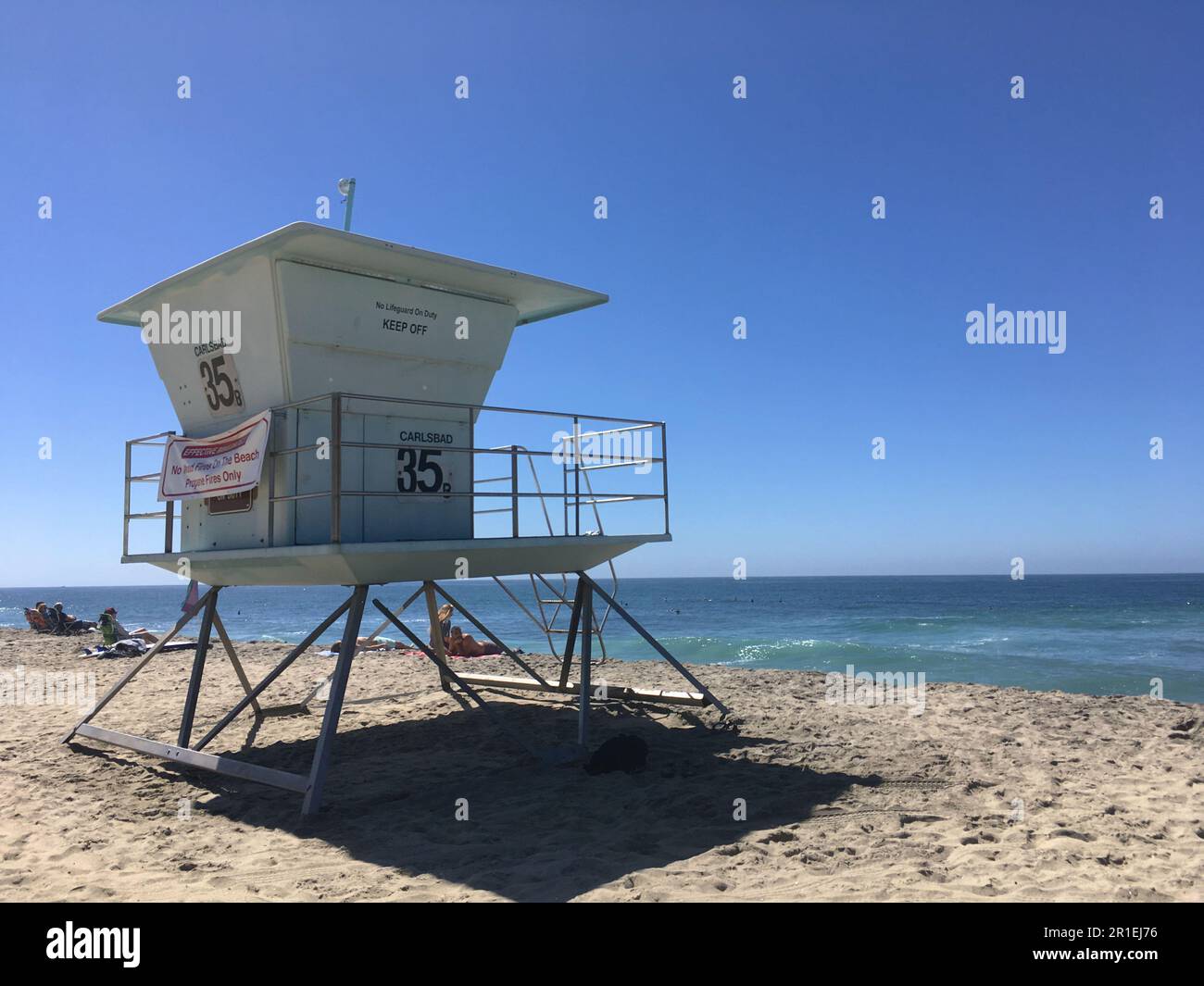 Lifeguard tower at Carlsbad State Beach in Carlsbad, California, USA Stock Photo