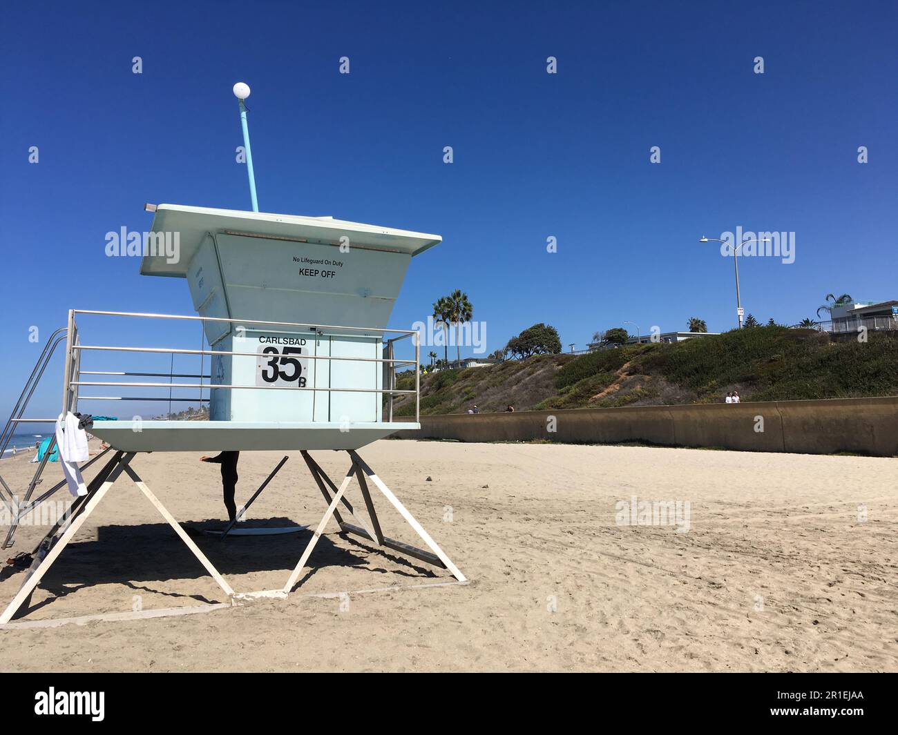 Lifeguard tower at Carlsbad State Beach in Carlsbad, California, USA Stock Photo