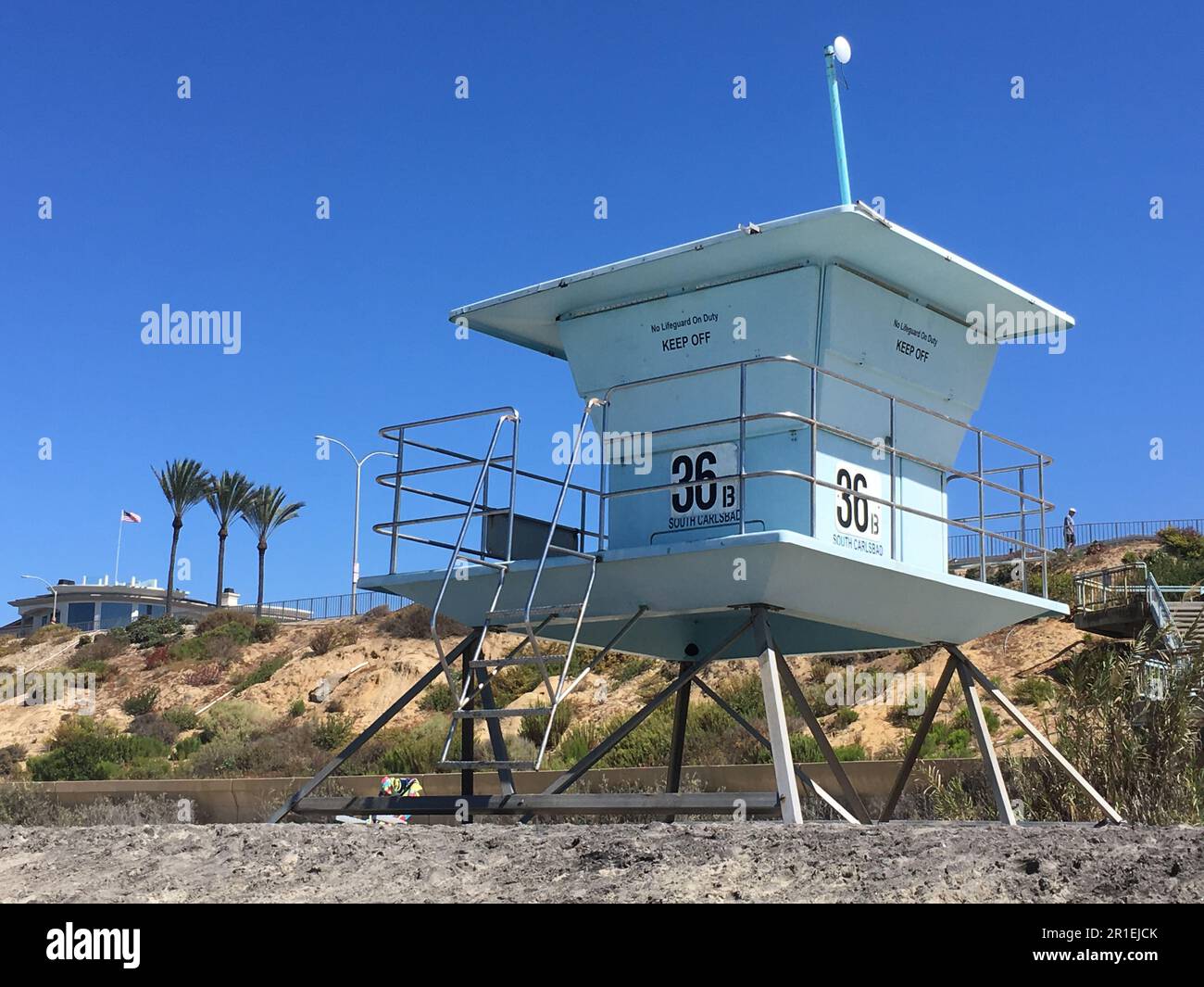 Lifeguard tower at Carlsbad State Beach in Carlsbad, California, USA Stock Photo