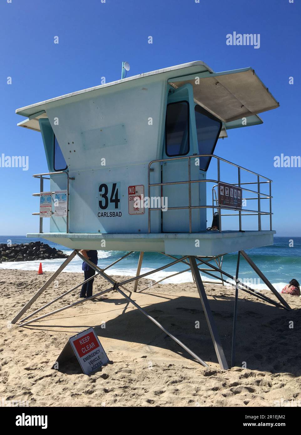 Lifeguard tower at Carlsbad State Beach in Carlsbad, California, USA Stock Photo