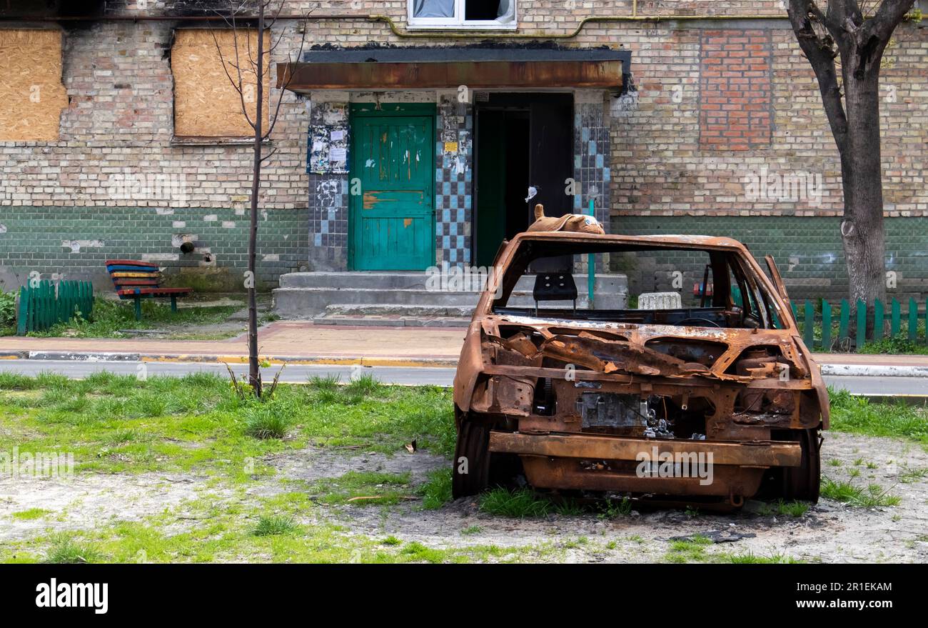 Consequences of the bombing in the city. The rocket blew up the house