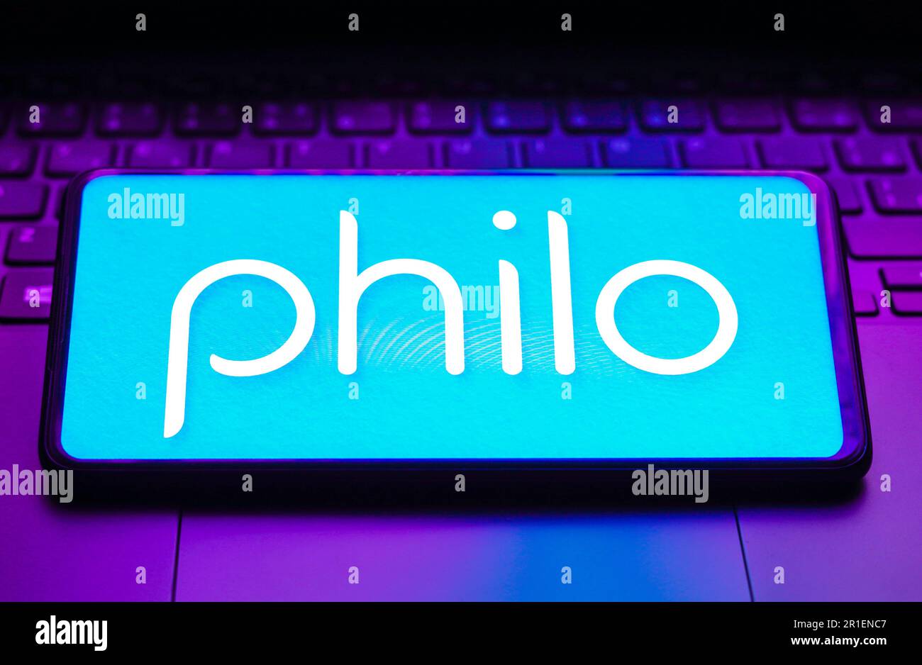In this photo illustration, the Philo logo is displayed on a smartphone screen. Stock Photo