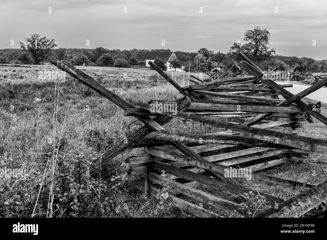 Split Rail Fence on the Gettysburg Battlefield Stock Photo