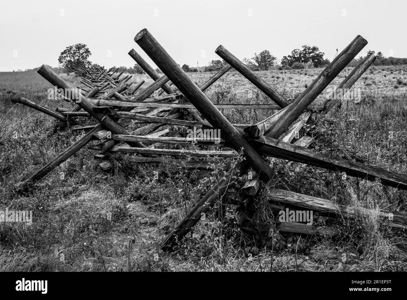 Split Rail Fence on the Gettysburg Battlefield Stock Photo