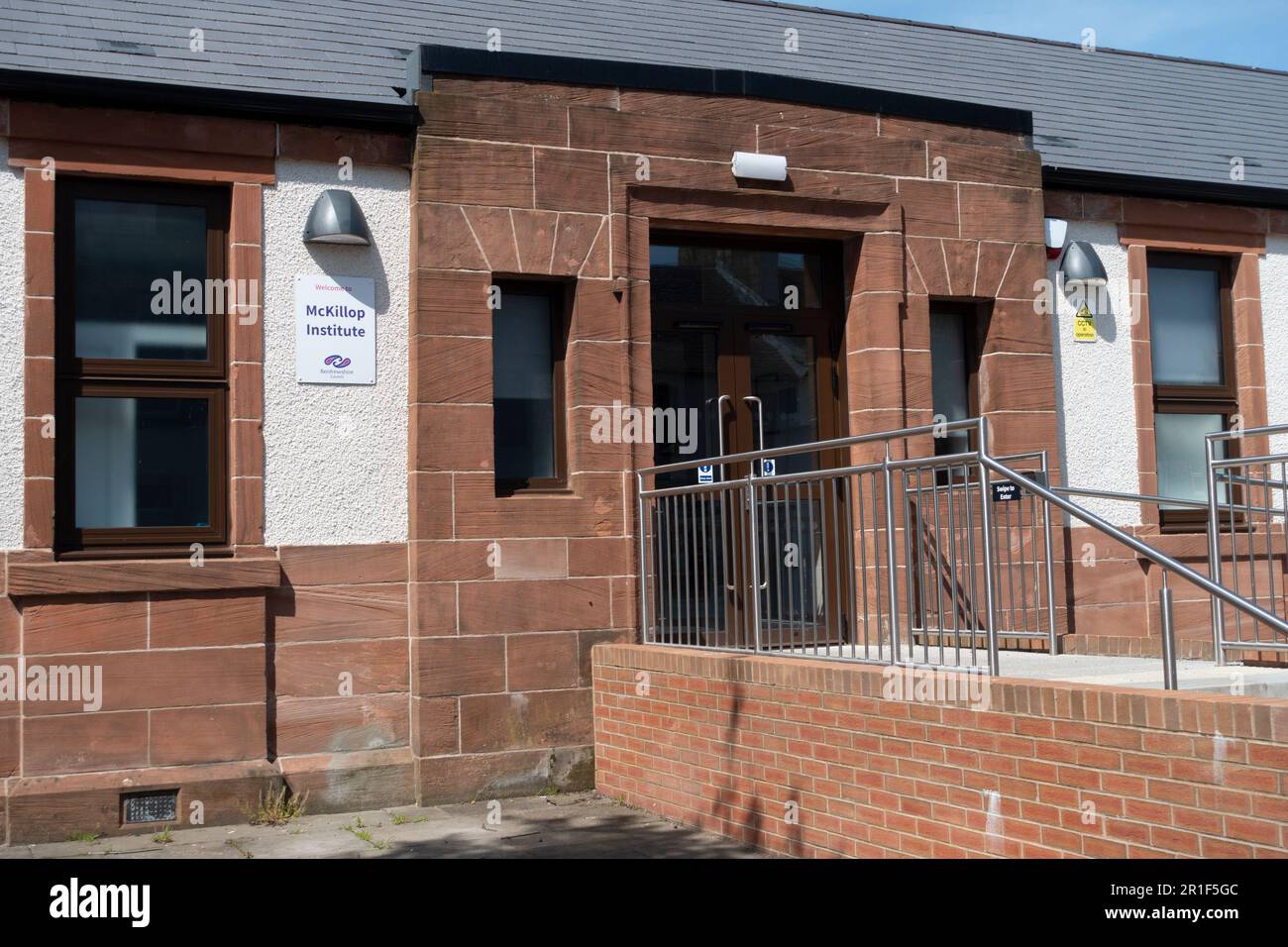 Entrance to the McKillop Institute, the village Hall of Lochwinnoch in