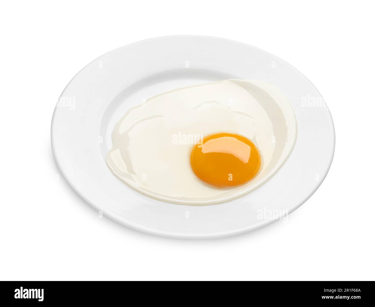 Plate with tasty fried egg isolated on white Stock Photo - Alamy