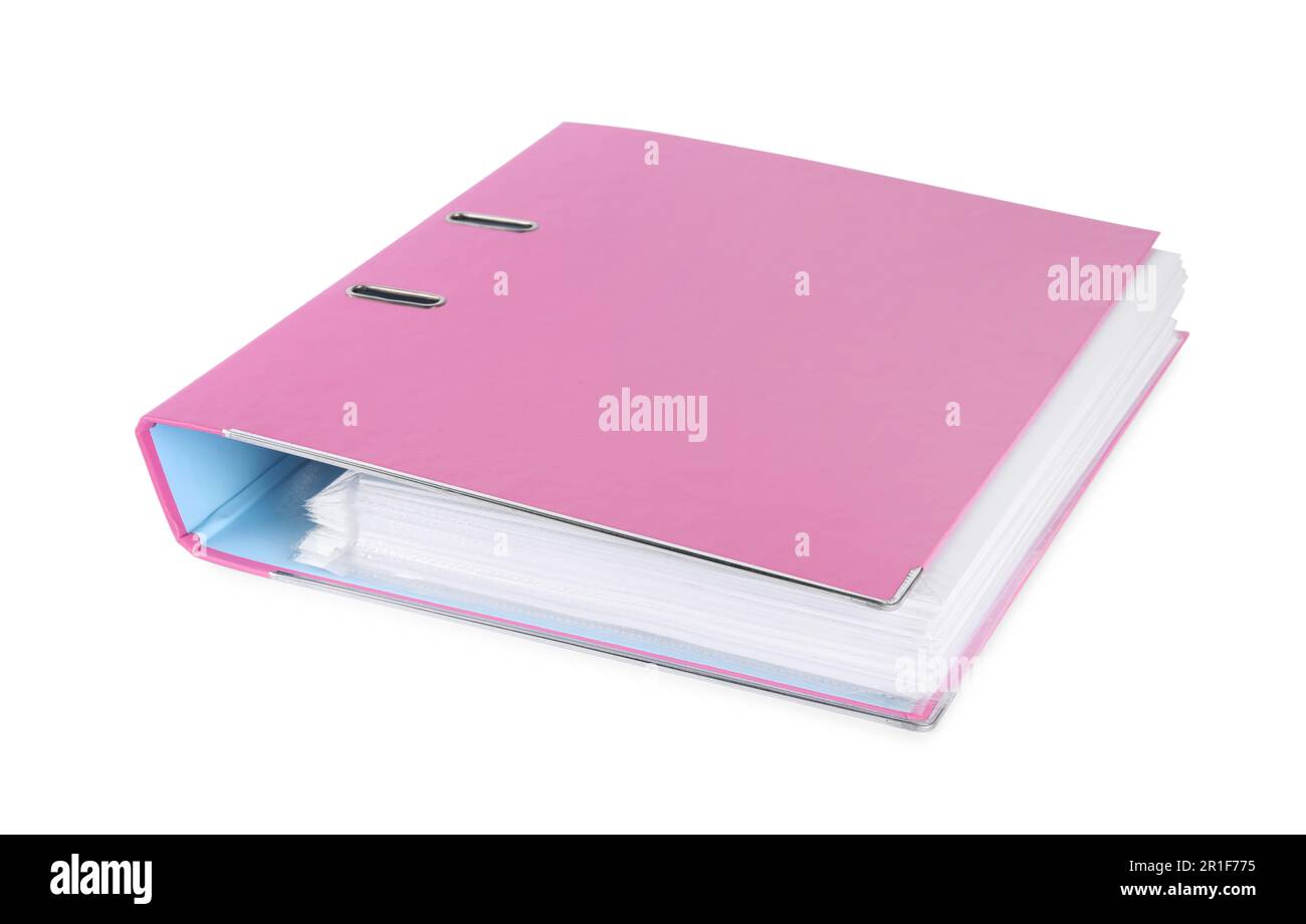 One pink office folder isolated on white Stock Photo