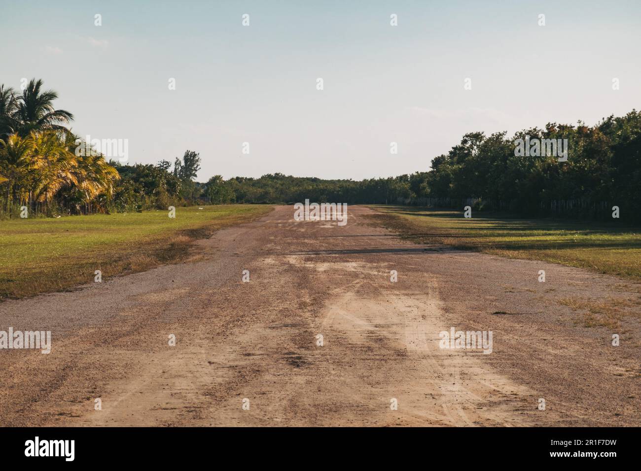 the dirt runway at Holbox Airport, Quintana Roo, Mexico Stock Photo